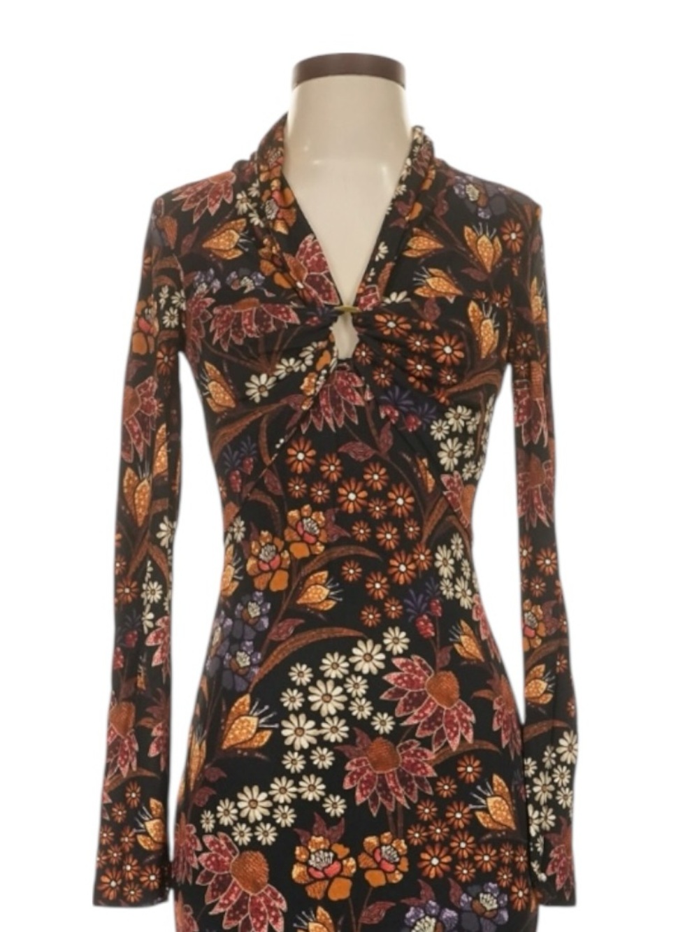 FARM Rio Lili Black Floral Long Sleeve V Neck Maxi Dress Size S NWT $298 - Picture 4 of 12